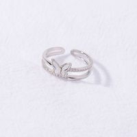 Fashion Irregular Square Double Row Color Zircon Opening Copper Ring sku image 7