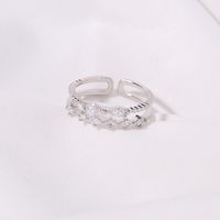 Fashion Irregular Square Double Row Color Zircon Opening Copper Ring sku image 4