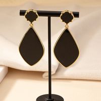1 Pair Ig Style Retro Geometric Water Droplets Enamel Plating Alloy Gold Plated Drop Earrings main image 5