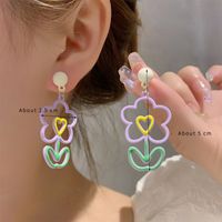 1 Pair Cute Simple Style Flower Copper Alloy Drop Earrings sku image 1