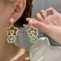 1 Pair Cute Simple Style Flower Copper Alloy Drop Earrings sku image 2