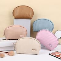 Classic Style Stripe Pu Leather Semicircle Square Makeup Bags main image 4