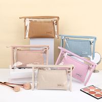 Classic Style Stripe Pu Leather Semicircle Square Makeup Bags main image 2