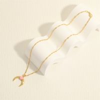 Einfacher Stil Mond Kupfer Emaille Überzug Inlay Zirkon 18 Karat Vergoldet Halskette Mit Anhänger main image 4