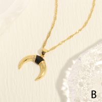 Simple Style Moon Copper Enamel Plating Inlay Zircon 18k Gold Plated Pendant Necklace sku image 2
