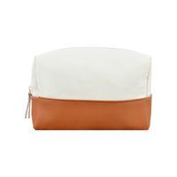 Elegant Color Block Pu Leather Canvas Square Makeup Bags sku image 1