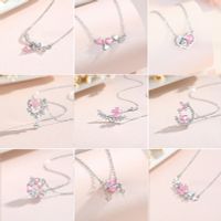 Elegant Lady Commute Heart Shape Sterling Silver Inlay Zircon White Gold Plated Pendant Necklace main image 1