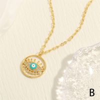 Exaggerated Simple Style Devil's Eye Copper Plating Inlay Zircon 18k Gold Plated Pendant Necklace main image 6