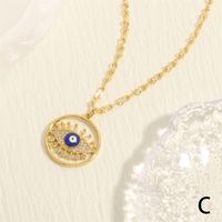 Exaggerated Simple Style Devil's Eye Copper Plating Inlay Zircon 18k Gold Plated Pendant Necklace main image 7