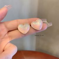 1 Pair Cute Simple Style Heart Shape Inlay Copper Alloy Acrylic Ear Studs sku image 2