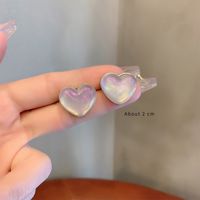 1 Pair Cute Simple Style Heart Shape Inlay Copper Alloy Acrylic Ear Studs sku image 3