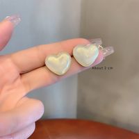 1 Pair Cute Simple Style Heart Shape Inlay Copper Alloy Acrylic Ear Studs sku image 4