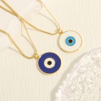 Retro Simple Style Eye Copper Enamel Plating 18k Gold Plated Pendant Necklace main image 1