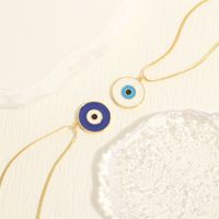 Retro Simple Style Eye Copper Enamel Plating 18k Gold Plated Pendant Necklace main image 3