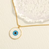 Retro Simple Style Eye Copper Enamel Plating 18k Gold Plated Pendant Necklace main image 7