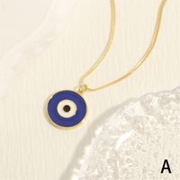 Retro Simple Style Eye Copper Enamel Plating 18k Gold Plated Pendant Necklace sku image 1