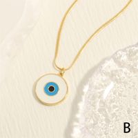 Retro Simple Style Eye Copper Enamel Plating 18k Gold Plated Pendant Necklace sku image 2