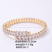 Copper Elegant Simple Style Plating Inlay Oval Solid Color Zircon Bangle main image 7