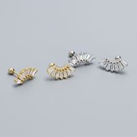 1 Pair Elegant Sweet Geometric Sector Plating Inlay Sterling Silver Zircon Ear Studs main image 1