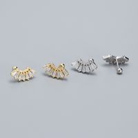 1 Pair Elegant Sweet Geometric Sector Plating Inlay Sterling Silver Zircon Ear Studs main image 4