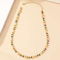 Vintage Style Geometric Color Block Alloy Beaded Plating Women's Necklace main image 5