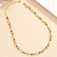 Vintage Style Geometric Color Block Alloy Beaded Plating Women's Necklace main image 6