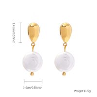 1 Paire Mignon Style Simple Style Classique Rond Placage Acier Inoxydable Perle D'eau Douce Plaqué Or Boucles D'oreilles main image 7