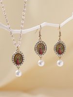 Casual Oval Imitation Pearl Alloy Plating Inlay Carving Rhinestones Women's Jewelry Set main image 1