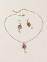 Casual Oval Imitation Pearl Alloy Plating Inlay Carving Rhinestones Women's Jewelry Set main image 5