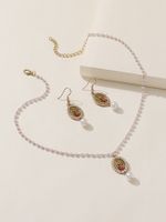 Casual Oval Imitation Pearl Alloy Plating Inlay Carving Rhinestones Women's Jewelry Set main image 4
