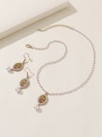 Casual Oval Imitation Pearl Alloy Plating Inlay Carving Rhinestones Women's Jewelry Set main image 3