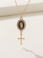 Classical Retro Virgin Mary Oval Artificial Rhinestones Alloy Wholesale Pendant Necklace main image 3