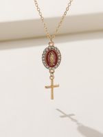 Classical Retro Virgin Mary Oval Artificial Rhinestones Alloy Wholesale Pendant Necklace main image 4