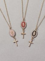 Classical Retro Virgin Mary Oval Artificial Rhinestones Alloy Wholesale Pendant Necklace main image 6