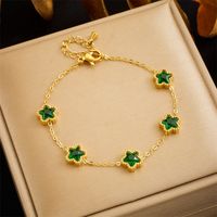 Retro Star 304 Stainless Steel 18K Gold Plated Glass Bracelets In Bulk main image 1