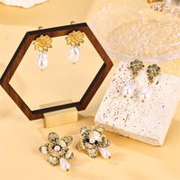 1 Pair Ig Style Sweet Flower Plating Stainless Steel Imitation Pearl 18k Gold Plated Drop Earrings main image 5