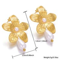 1 Pair Ig Style Sweet Flower Plating Stainless Steel Imitation Pearl 18k Gold Plated Drop Earrings sku image 1