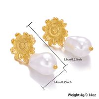 1 Pair Ig Style Sweet Flower Plating Stainless Steel Imitation Pearl 18k Gold Plated Drop Earrings sku image 2