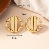 Wholesale Jewelry Elegant Retro Simple Style Round Ferroalloy 14k Gold Plated Plating Metal Ear Studs main image 6
