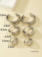 3 Pairs Vintage Style Solid Color Iron White Gold Plated Hoop Earrings main image 2