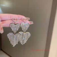 Wholesale Jewelry 1 Pair Lady Heart Shape Alloy Artificial Gemstones Drop Earrings sku image 16