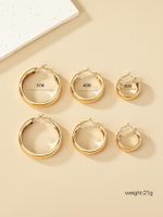 3 Pairs Vintage Style Solid Color Iron Gold Plated Hoop Earrings main image 2
