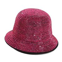 Women's Retro Shiny Solid Color Rhinestone Wide Eaves Bucket Hat sku image 4