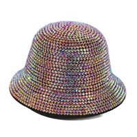 Women's Retro Shiny Solid Color Rhinestone Wide Eaves Bucket Hat sku image 8
