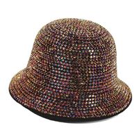 Women's Retro Shiny Solid Color Rhinestone Wide Eaves Bucket Hat sku image 12