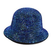 Women's Retro Shiny Solid Color Rhinestone Wide Eaves Bucket Hat main image 3