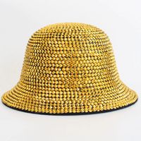Women's Retro Shiny Solid Color Rhinestone Wide Eaves Bucket Hat sku image 13