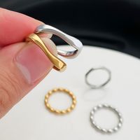 Simple Style Solid Color Stainless Steel Plating Rings main image 5