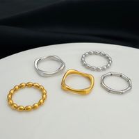 Simple Style Solid Color Stainless Steel Plating Rings main image 4
