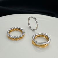 Simple Style Solid Color Stainless Steel Plating Rings main image 7